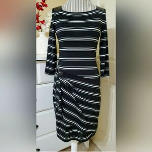 Size 10 WHBM 3/4 Sleeve black and white stripe dress